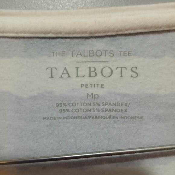 Talbots Top Womens Petite Medium PM Striped Tee Shirt Watercolor Short Sleeve - Picture 4 of 4